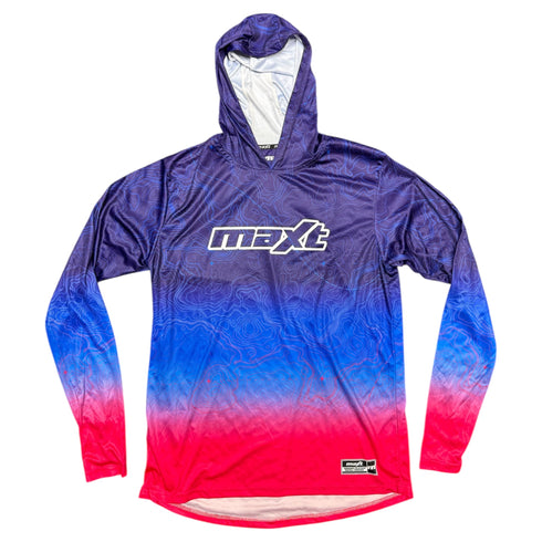 Sport Hoodie (Shoodie) – Blue / Pink Topographic