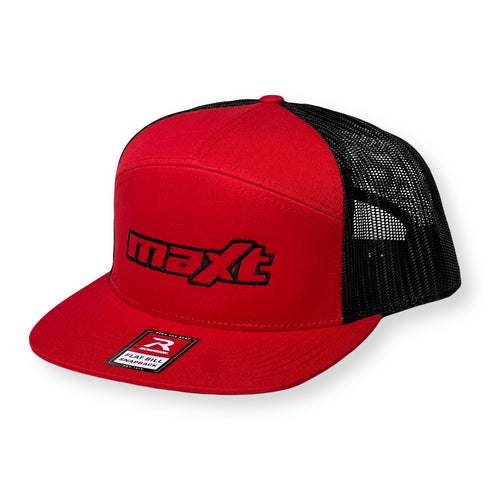 Richardson 168 Hat 7-Panel Trucker Cap - Red/Black