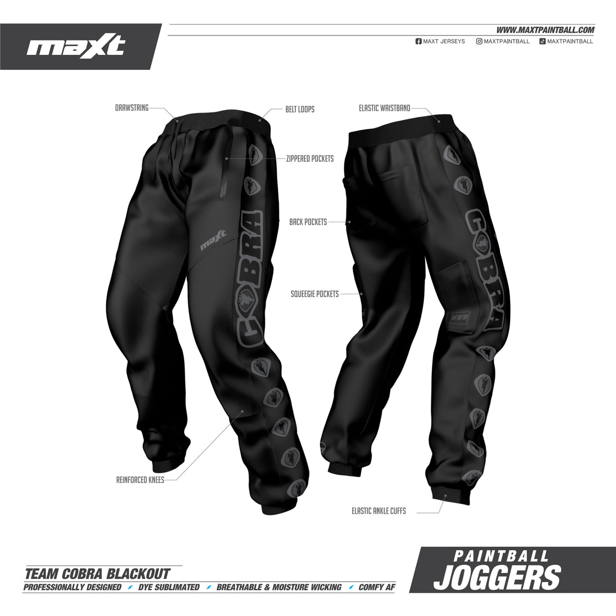 Paintball Jogger Pants Cobra Blackout Maxt Sportswear